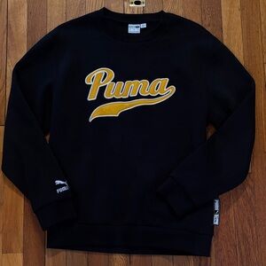 Puma Black Crewneck Sweatshirt with Yellow Script Logo